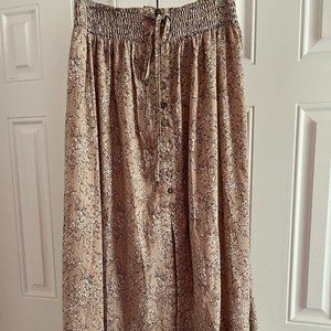 Promesa Smocked Floral Button Maxi Skirt | Stretchy Waist